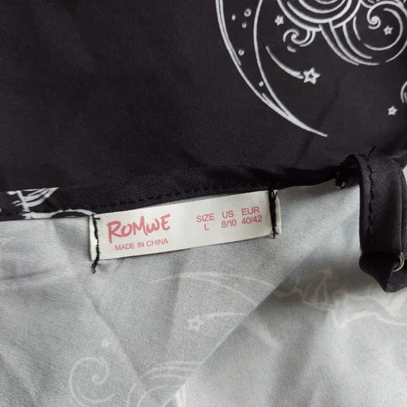 Celestial Sun Moon Star Print Midi Dress Large Goth Witch Fairy Zodiac Astrology - Picture 9 of 13